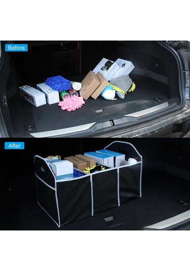 Monyee Siyah Oto Stokaj Çantası - Katlanabilir Bagaj Depolama Kutusu, Araç İçin Çok Amaçlı Düzenleyici