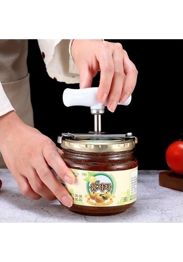 Soulader Manuel Kavanoz Açacağı Paslanmaz Çelik 3 Kollu Kapak Açma Aleti 1/4 İnç Çapa Kadar Beyaz