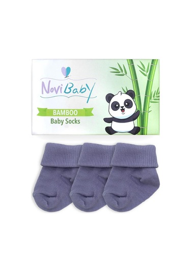 Novibaby 3'lü Bambu Yenidoğan Bebek Çorabı I Cloud I 0-6 ay "Karışık Renkli"