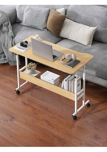 Yükseklik Ayarlı Çalışma Masası - Atlantik Çam 3 Frenli Tekerli Atlantik Çam