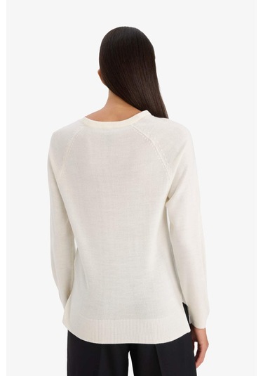 Defacto Relax Fit Bisiklet Yaka Basic Düz Triko Kazak I6913az25wner99 Ekru