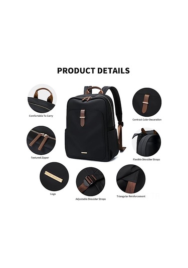 Kangvka Kadınlar İçin 15 İnç Laptop Çantası - İş, Seyahat, Üniversite İçin Organize Bölmeli, Su Geçirmez, Dayanıklı Moda Sırt Çantası Aynı Siyah