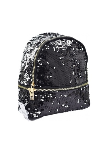 Taros Pullu Sırt Çantası Küçük Siyah Mavi - Siyah