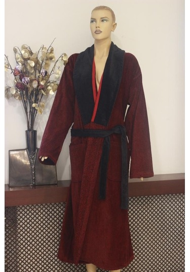 Bornoz Iplik Boya Fitilli Kadife Şalyaka Model Bornoz