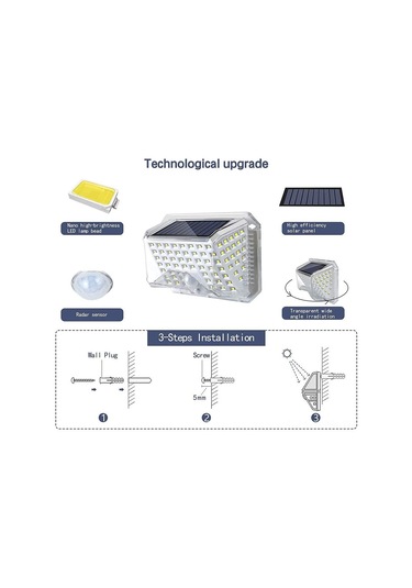 Maiyame Güneş Enerjili Duvar Lambası, 130 Lumen, 28ft Algılama Mesafesi, 6000k Işık, 2 Adet Set