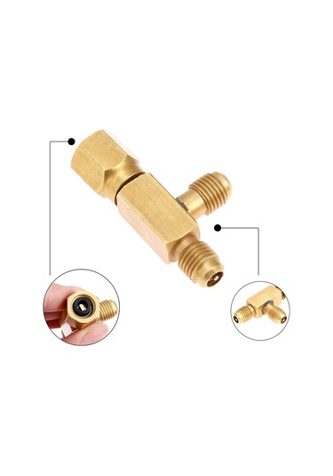Klima Küresel Vanası 1/4 İnç Sae Adaptörü Ve 1/4 İnç Vanalar Çekirdek Hızlı Bağlantı Elemanı Erişim Tee, R134a Soğutucu Akışkan İçin