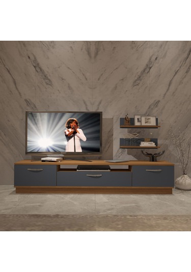 Decoraktiv Trio 4 Mdf Tv Ünitesi Tv Sehpası Ceviz - Antrasit