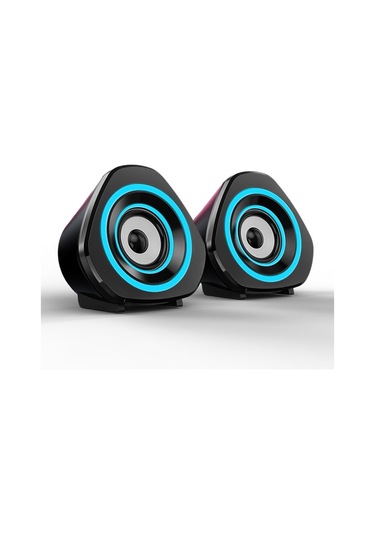 Youmex Sada V-119 Güncellenmiş Siyah Mavi Işıklı Mini Hoparlörler - 3.5mm + Usb Besleme, Çift Manyetik Tam Frekans, Zengin Tonalite, Masaüstü/notebook/ Telefon Uyumlu