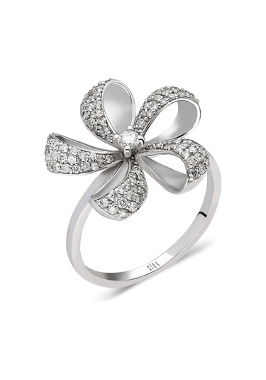 Siramücevherat Papatya Yüzük - Beyaz Altın