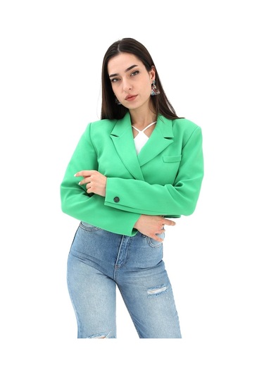 Crop Blazer Kısa Ceket - Yeşil-yeşil Yeşil