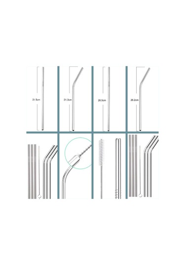 meniv 14 Parça 304 Çelik Pipet Seti Kamp Outdoor Bahçe Parti