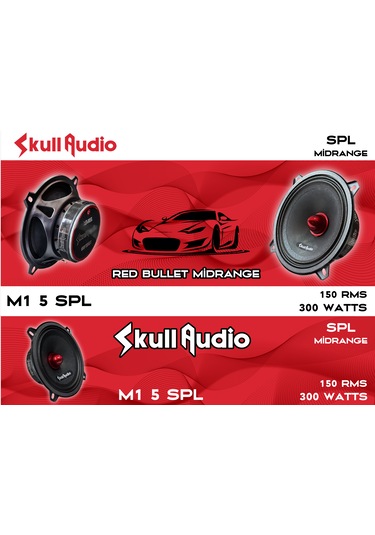 Skull Audio M1-5spl 13cm Red Bullet Midrange 150rms 300watt 2 Adet