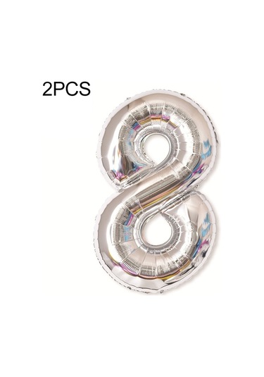 2 Adet 40 İnç Alüminyum Folyo Numarası Balonlar Doğum Günü Düğün Nişan Partisi Dekor Çocuk Top Malzemeleri 8-gümüş