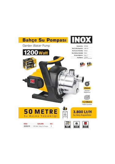 Sgs 5374 1200 W Inox Bahçe Pompası