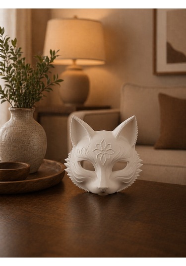Feng Shui Tilki Maske Figürü Gizem Koruma Ve Enerji Denge Sembolü