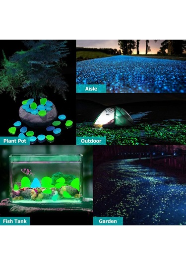 Xiyyadms 50 Adet Turuncu Işıklı Taş - Resin Yapımı Bahçe Akvaryum Dekoratif Fosforlu Çimen Taşları