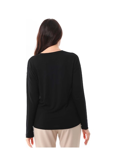Sistas Kadın İşleme Detaylı Uzun Kol Bluz 23640 Siyah