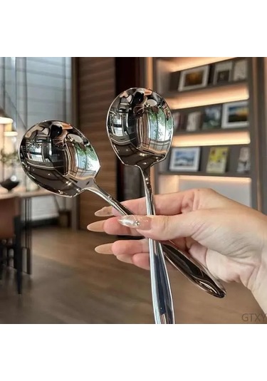 Kangvka Gümüş Renkli Paslanmaz Çelik Salata Kaşığı, Büyük Boy, Ev/festivite Servisi, Konforlu Tutamak, 1 Adet Gümüş