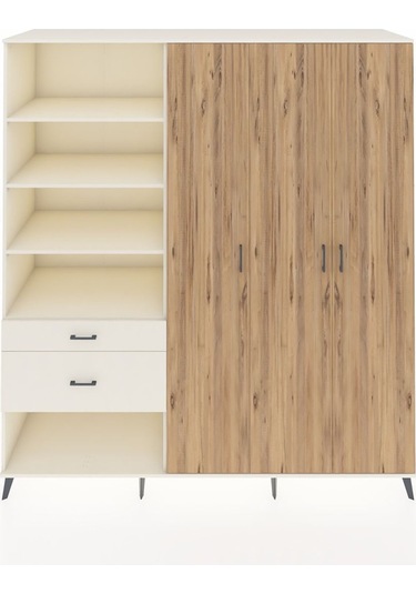 Kronos Dolap 16 Raflı 2 Çekmeceli 3 Kapaklı 220x59x243 Aytaşı-çam/aytaşı Atlas Çam/aytası