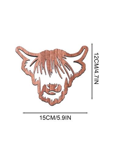 Hayvan Tasarımlı Ahşap Bardak Altlıkları,ahşap Highland İnek Bardak Altlıkları Kahverengi