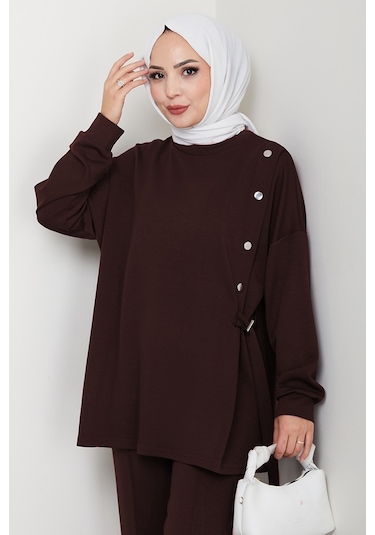 Çıtçıt Detaylı Oysho İkili Takım 1624 - Acı Kahve Acı Kahverengi
