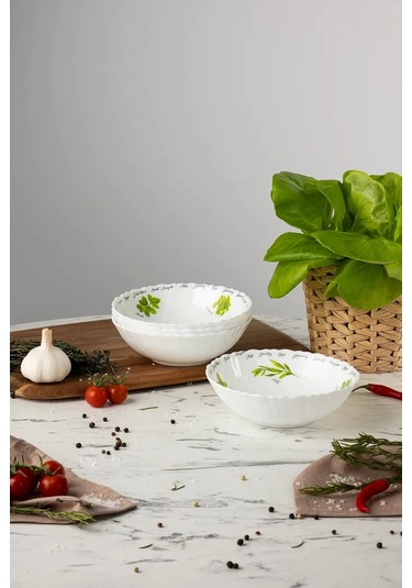 Korall "verdi" Camından Salata Kaseleri Seti 4 Adet 15 Cm\500 Ml Opalkalı 336285327 Beyaz