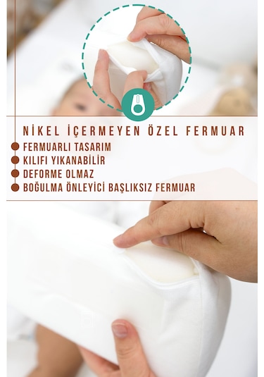 Mordesign Bebek Yatağı, Yıkanabilir, Ayarlanabilir Yan Bariyer Yastıklı Reflü Yatağı Beyaz Zg989-1