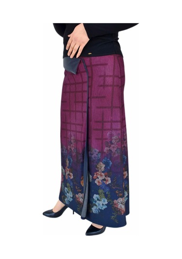 Kadın Uzun Etek Deri Kombinli Bglsz16k206 Vişne