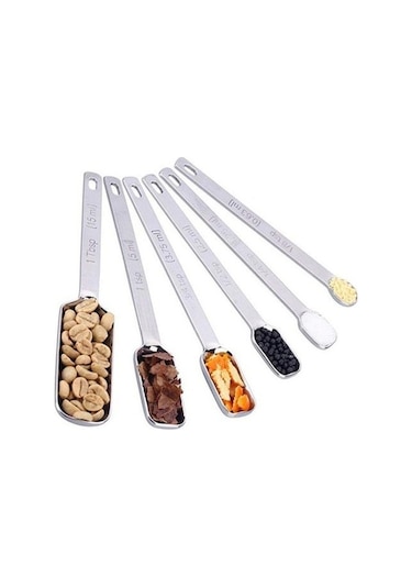 Pazly 6 Adet Paslanmaz Çelik Terazi Ölçme Kare Baharat Kaşık Kepçe Pişirme Araçları Diğer