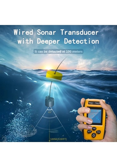 Willowhaven Tl88 Sarı Kablolu Portatif Sonar Balık Bulucu 45 Derece Derinlik Sensörü Göl Ve Deniz Balıkçılığı İçin