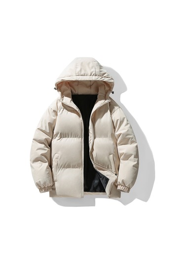 Yeni Kış Erkek Pamuklu Dolgulu Ceket, Kore Tarzı, Kapüşonlu, Kalınlaştırılmış, Sıcak, Modaya Uygun, Pamuklu Dolgulu Ceket, Erkek Giyim Üstü Haki