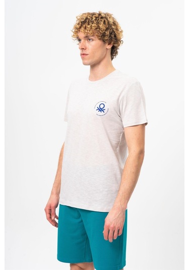 Benetton Bnt-m099-r-23y Erkek T-shirt BNT-M099-R-R0593 Gri Melanj