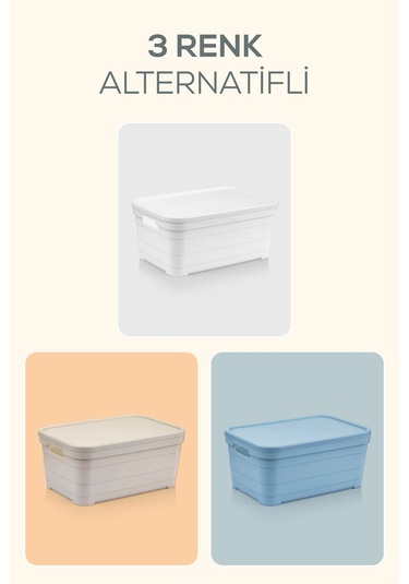 Vienev 4'lü Kapaklı 5 Litre Saklama Kutusu Beyaz Beyaz