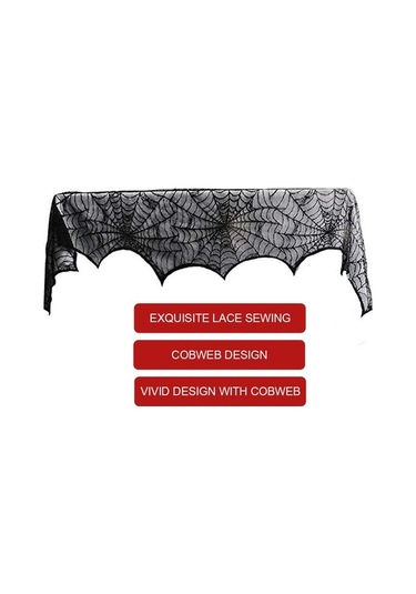Pazly Örümcek Ağı Şömine Örtüsü: Korkutucu Cadılar Bayramı Dekorasyonu - 46x244 Cm Şömine Eşarbı