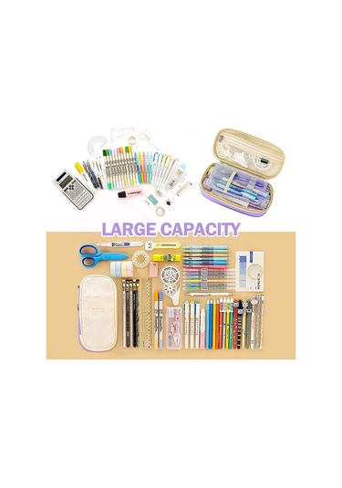 Genişletilebilir Büyük Kapasiteli Okul Kalem Kutusu, Çok Bölmeli Fonksiyonel Kırtasiye Organizer, Mor Renkli Dayanıklı Kalemlik Mor