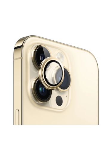 Safeus Safir Temperli Kamera Lens Koruyucu Apple Uyumlu iPhone 14 Pro Max Ve İle Altın