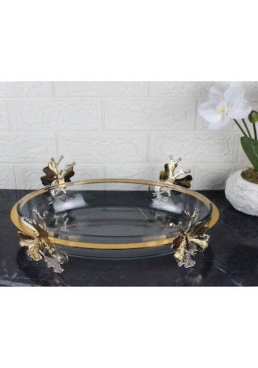Atabey Home Kelebek Ayak Oval Borcam Tepsi