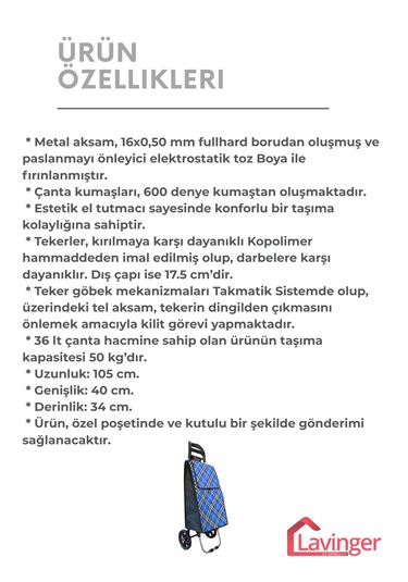 58a Pazar Arabası Plus Büyük Tekerli Mavi