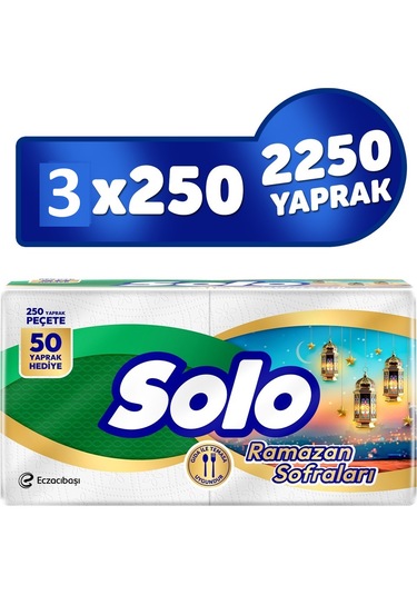 Solo Süper Peçete 250 Li X 3 Paket
