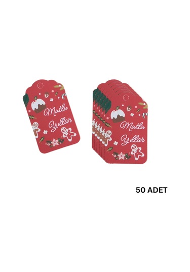 Yılbaşı Mutlu Yıllar Yazılı Hediye Etiketi, Yeniyıl Paketleme Kar