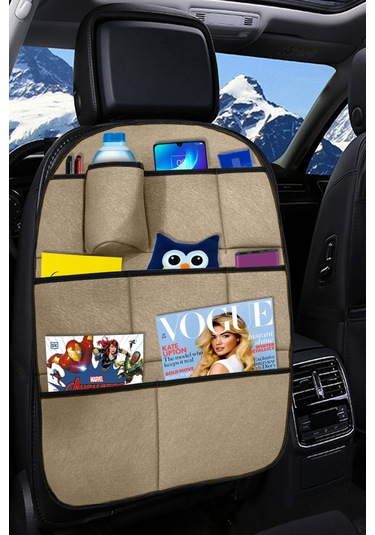 Elit Bej Araç Koltuk Arkası Organizer - Eşya Düzenleyici