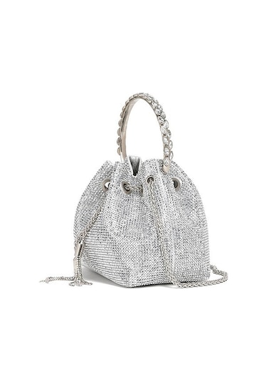 Pazly Yapay Elmas Premium Akşam Yemeği El Çantası Gümüş Renk Şık Gümüş
