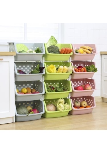 Pazly Yeşil Dayanıklı Depolama Sepeti İçi Organizatör, Meyve Sebze Mutfak Aracı Yeşil