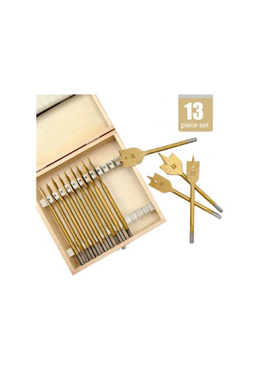 Sointeresting 13 Adet Titanyum Kaplamalı Düzleştirilmiş Matkap Ucu Seti Altıgen Şaftlı Ağaç İşleme Delik Açacağı 6-35mm