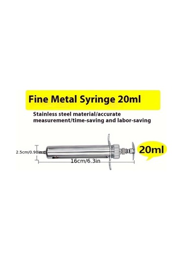 Fochsia Metal 20g Paslanmaz Çelik Veteriner Şırınga Hızlı Bağlantı Büyük Hayvan
