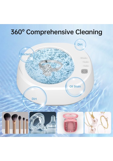 Lemestar A9 Ultrasonik Temizleyici 340ml 304 Çelik Tank 3 Ayar Zamanlama 49khz Titreşim 100-240v Avrupa Standartı Gözlük/laboratuvar Beyaz