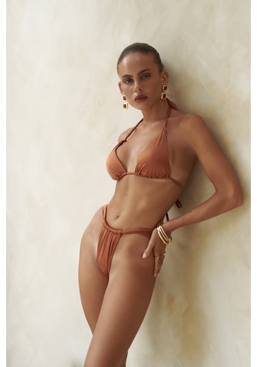 Mai Collection Mai Studios Co. Dahlia Askısı Düğüm Detaylı Kiremit Bikini Üstü Kiremit