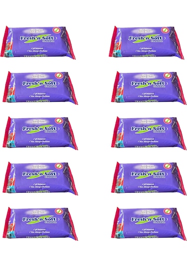 Fresh'n Soft Islak Cep Mendil - Alkolsüz Ve Ph Dengelenmiş - Çiçeksi Kokular - 15 Adetlik 10 Paket