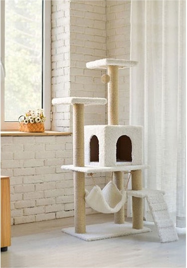 Nursoft B-07 Hamaklı Yuvalı Lüx Kedi Tırmalama Evi NRS-B07