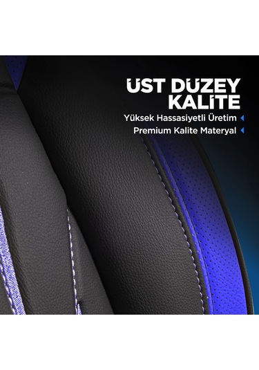 Panda Pars Serisi Deri Oto Koltuk Kılıfı - Mavi - Siyah
